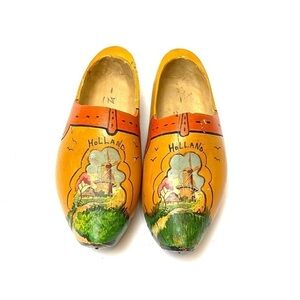 Vintage 1950s handpainted wooden Dutch clogs